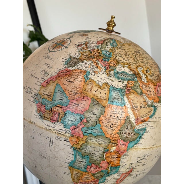1980s Vintage Replogle Sepia Brown Table Top Rotating World Globe For Sale - Image 5 of 11