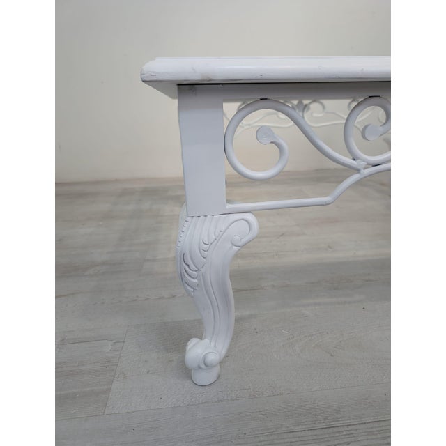 Baroque Whitewashed Coffee Table with Beveled Glass For Sale - Image 4 of 11
