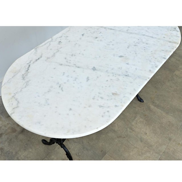 Early 20th Century French Marble Top Capsule Shape Bistro Table For Sale - Image 9 of 11