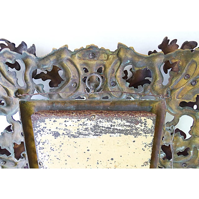 Rococo Revival Antique Bronze Wall Mirror With Floral Motif Late 19th Century For Sale - Image 15 of 18
