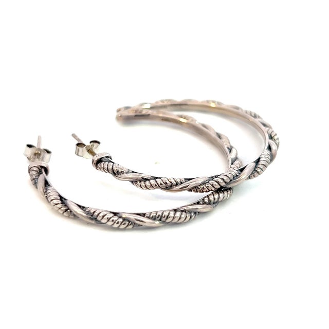 1990s John Hardy Estate "Jai" Hoop Earrings Silver, 2 Pieces For Sale - Image 9 of 11