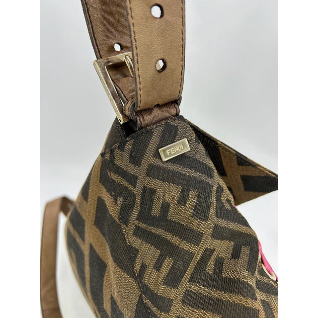 Fendi Zucca Canvas Rainbow Whipstitch XL Baguette For Sale - Image 11 of 12