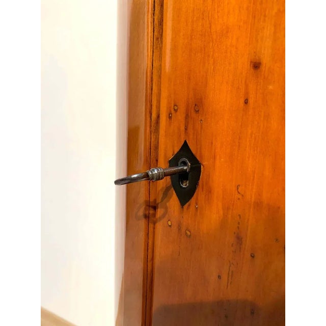 Biedermeier Demilune Half Cabinet in Cherrywood and Brass, France, 1810s For Sale - Image 12 of 18