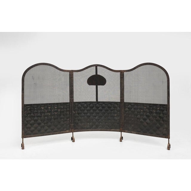 French Art Deco Wrought Iron Fireplace Screen, 1890s For Sale - Image 11 of 16