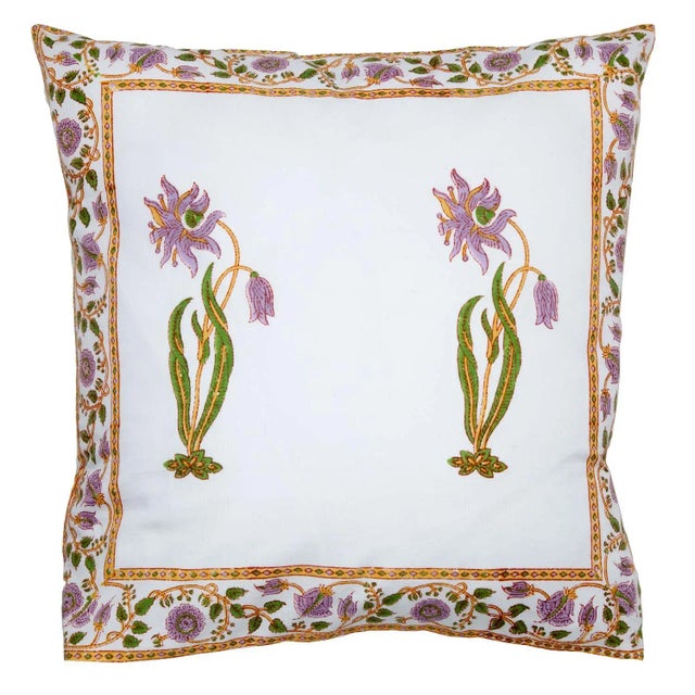 Contemporary Florence-Gina Reversible Pillow Case - Lilac & Green, 18" x 18" For Sale - Image 3 of 3