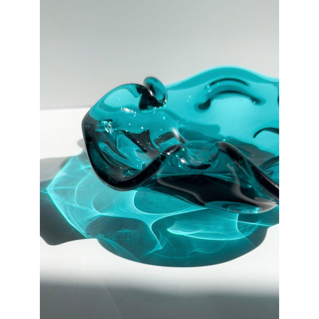 Mid-Century Modern Murano Ashtray in Teal, 1960s For Sale - Image 4 of 6