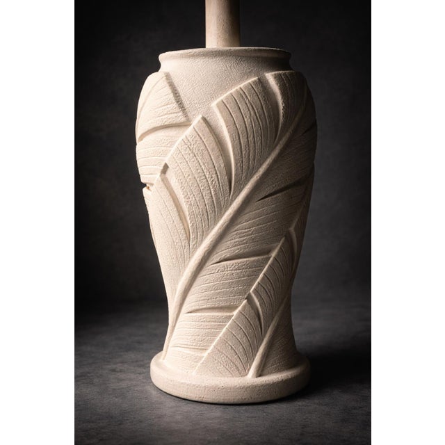 Late 20th Century Hollywood Regency Palm Beach Sculptural Leaf Table Lamp With Linen Shade For Sale - Image 11 of 12