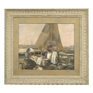 People of Pardaugava, Oil on Canvas, 20th Century For Sale