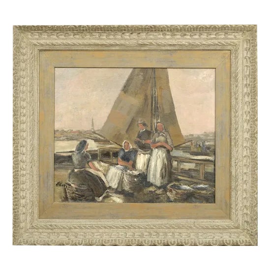 People of Pardaugava, Oil on Canvas, 20th Century For Sale