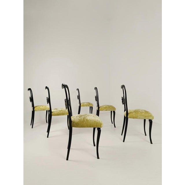 Mid-Century Italian Chinese Chippendale Style Lacquered Chairs, 1950s, Set of 6 For Sale - Image 9 of 18