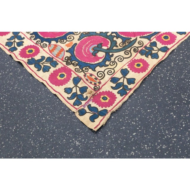 Antique Uzbekistan Suzani Rug 6'2'' x 7'11'' For Sale In New York - Image 6 of 12