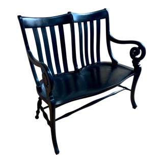 1930s Antique Black Bench For Sale