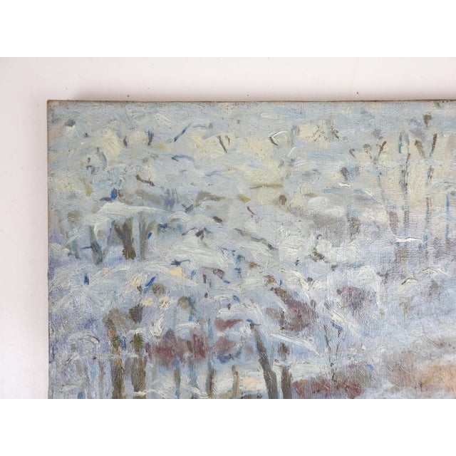 Early 20th Century Early 20th Century Charles Meurer Impressionist Winter Landscape Painting For Sale - Image 5 of 8