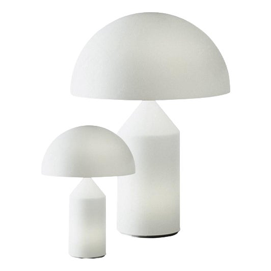 Large and Small Atollo Glass Table Lamps by Vico Magistretti for Oluce, Set of 2 For Sale