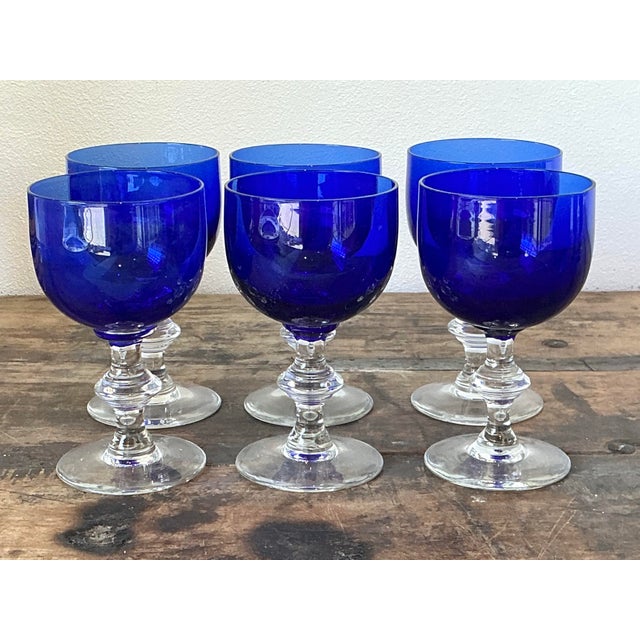 Vintage Cobalt Blue Stemware - Set of 6 For Sale In West Palm - Image 6 of 12