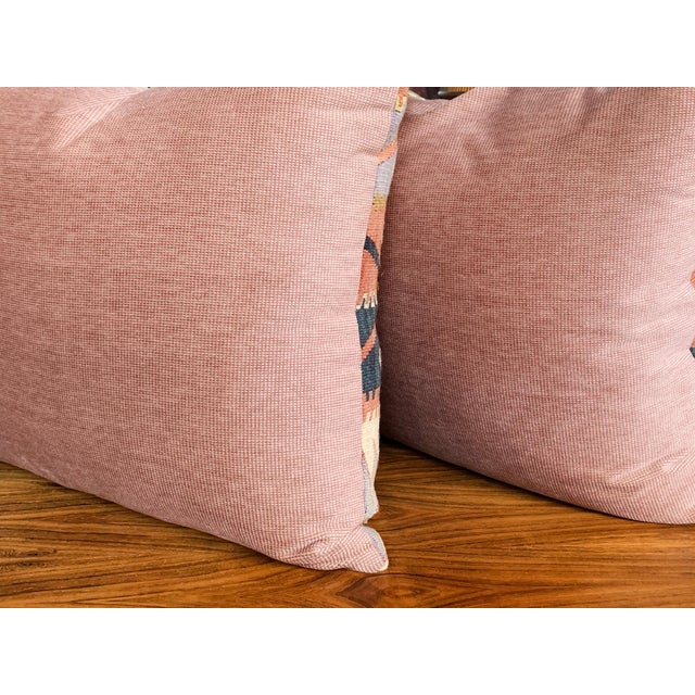 Handwoven Antique Kilim Rug Pillows, Geometric Design, 20th Century For Sale - Image 9 of 9