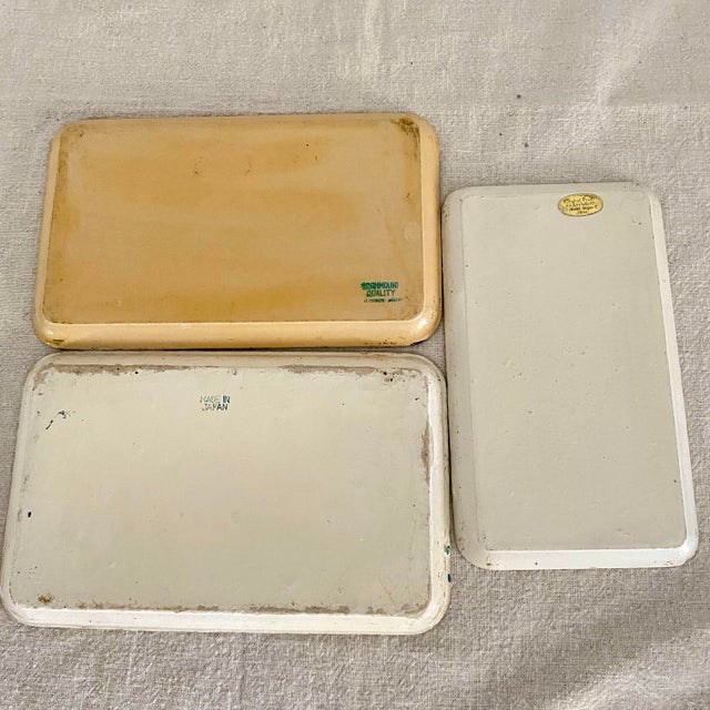 Vintage Japanese Alcohol Proof Floral Chintz Patterns Snack Trays-Group of 3 For Sale - Image 11 of 11