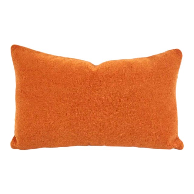 Place Textiles La Scala in Valencia Lumbar Pillow Cover - 12.5" X 20" Solid Orange Rust Alpaca Wool Rectangle Accent Cushion Cover For Sale