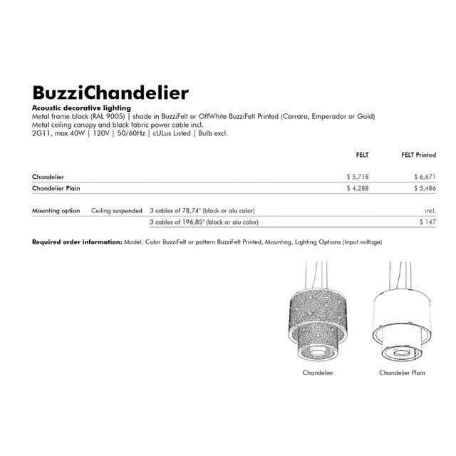 2020s BuzziSpace Acoustical Felt Designer Chandelier - 2g11 Plain Carrara - *New in Box* For Sale - Image 5 of 6