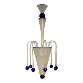 Abstract Mid-Century Modern Murano Glass Chandelier Lamp For Sale