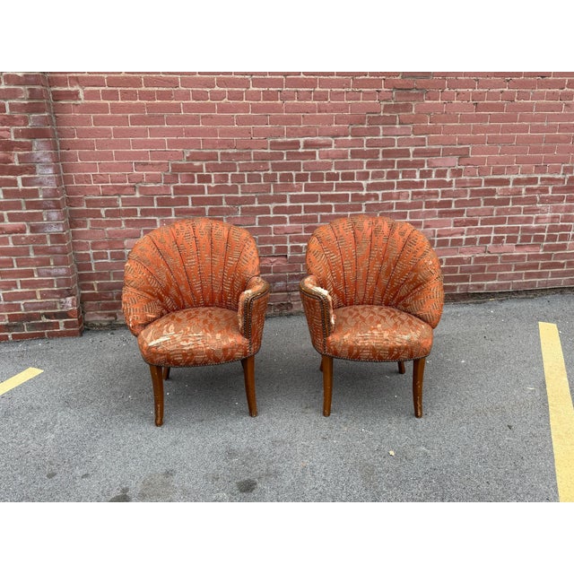USA, 1930s Pair of petite art deco channel back armchairs for restoration. Great opportunity to select your own fabric....
