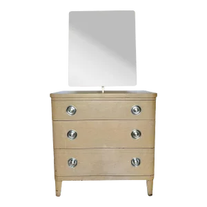 Industrial Art Deco Norman Bel Geddes Enameled Steel Dresser and Mirror, 1930s