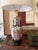 Chinoiserie Vintage Asian Peacock Crackle Glaze Table Lamp For Sale - Image 3 of 12
