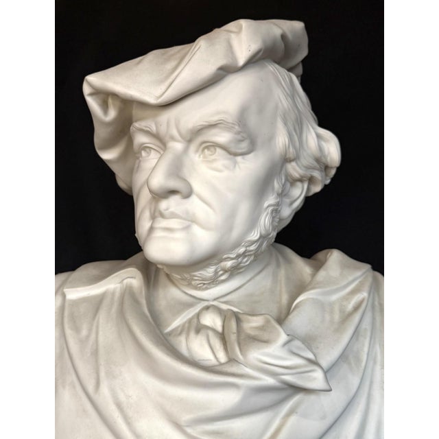 Rare EXTRA LARGE Antique Parian RICHARD WAGNER Bisque Portrait Bust Statue R.&L. For Sale - Image 15 of 16