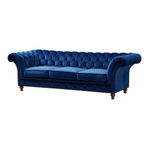 Peyton Sloped Arm Chesterfield Sofa - Blue Velvet