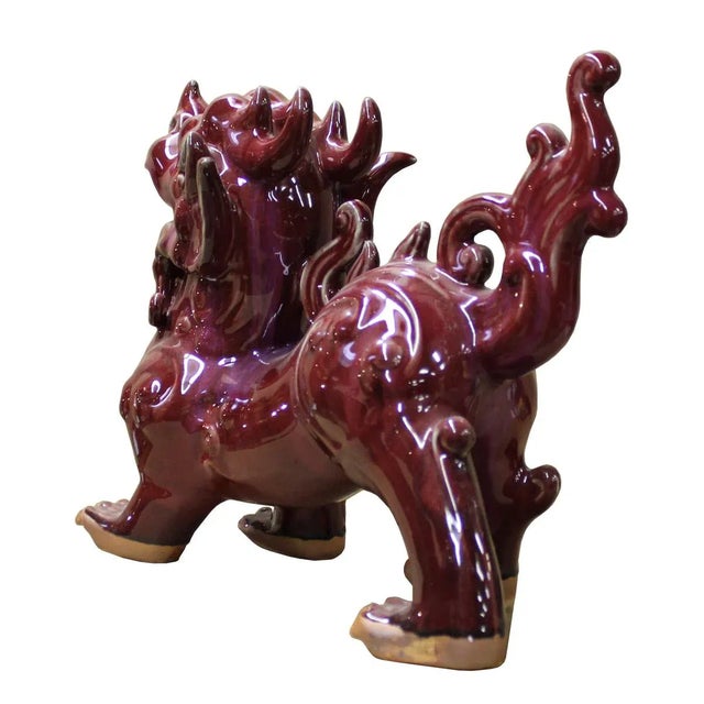 Chinese Chinese Modernize Artistic Purple Red Glaze Ceramic Fengshui Pixiu Figure For Sale - Image 3 of 7