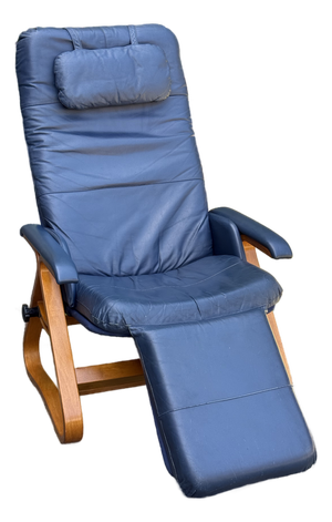 Vintage Nepsco Backsaver Bentwood Frame Reclining Chair With Blue Leather Upholstery Relax the Back