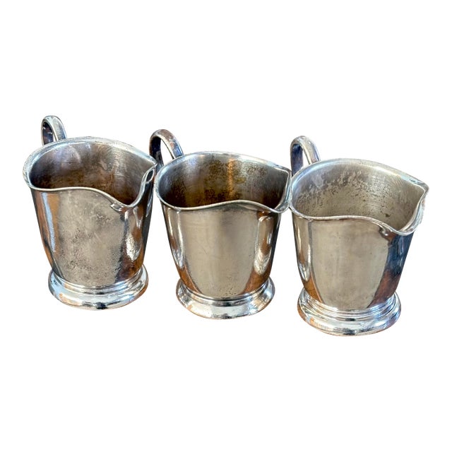 1940s Silverplate Creamer Trio Victor For Sale