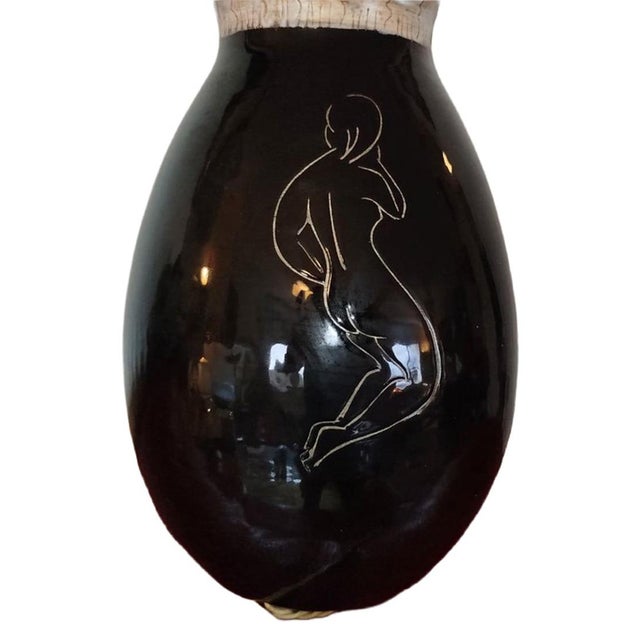 1950s French Atelier Cérenne Ceramic Lamp Base With Sgraffito Nude, Vallauris, C. 1950 For Sale - Image 9 of 13