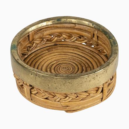 Mid-Century Modern Round Bowl in Bamboo with Rattan and Brass, 1970s For Sale - Image 15 of 15