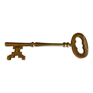 Vintage Large Brass Decorative Key For Sale