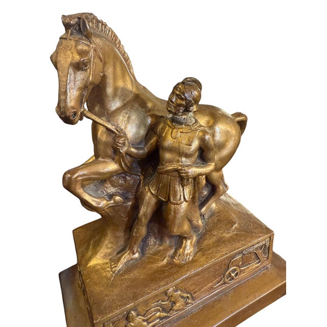 Metal Late 20th Century Jennings Brothers Jb Roman Horse Bronze Bookend For Sale - Image 7 of 7