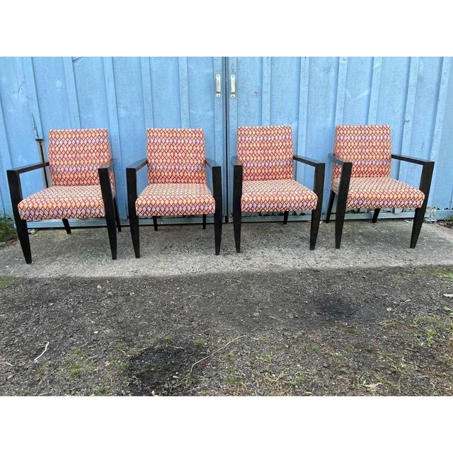 Set of Four Contemporary Upholstered Armchairs. Upholstered seats and backs. Very comfortable , and sturdy . American...