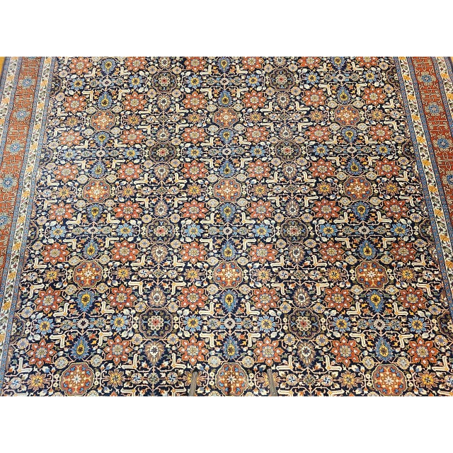 Textile Vintage Persian Tabriz Afshan Rug, Hand-Knotted Wool, Allover Geometric Caucasian Kuba Pattern, Navy & Red, 10x14 For Sale - Image 7 of 12