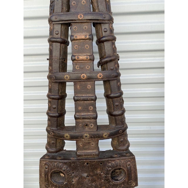 18th Century Antique Indian Ox Cart Brass Decorations- a Pair For Sale - Image 4 of 8