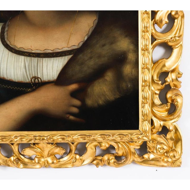 Textile La Fornarina after Sebastiano del Piombo, 19th Century, Oil Painting For Sale - Image 7 of 10