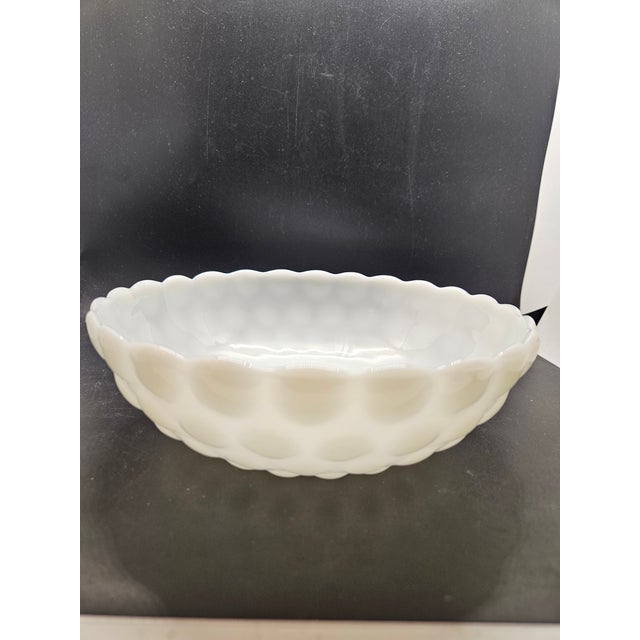 Anchor Hocking Vintage Anchor Hocking White Milk Glass Bubble Pattern Bowl For Sale - Image 4 of 4