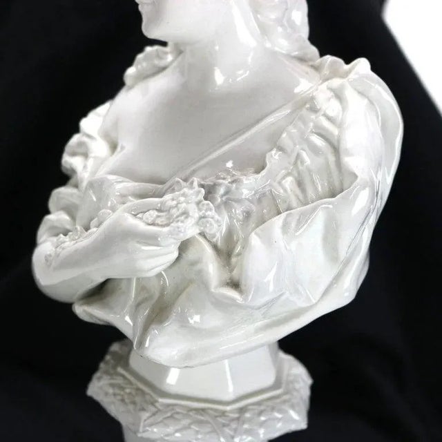 Antique Blanc De Chine Classical Pottery Bust of a Woman Signed C1890 For Sale - Image 10 of 18
