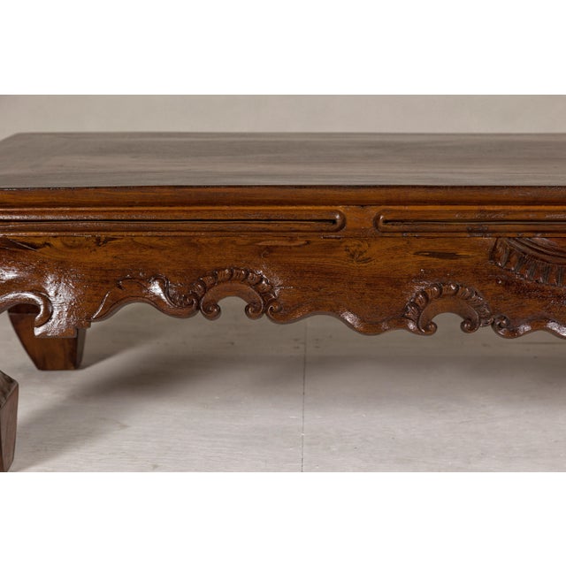 19th Century Lacquered Coffee Table with Hand-Carved Apron and Chow Legs For Sale - Image 11 of 12