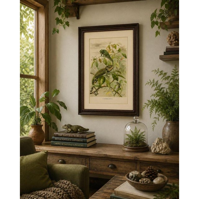 P. J. Smit, Chameleons in Tropical Foliage, 1895, Color Lithograph For Sale - Image 9 of 10