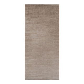 Rug & Kilim’s Oversized Modern Textural Rug in Brown, White and Beige Striae - 10x22 For Sale