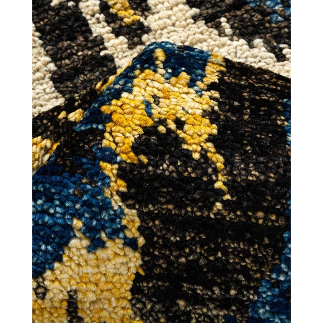 Textile Modern Hand Knotted Area Rug, Black - 4' 1" x 6' 2" For Sale - Image 7 of 9