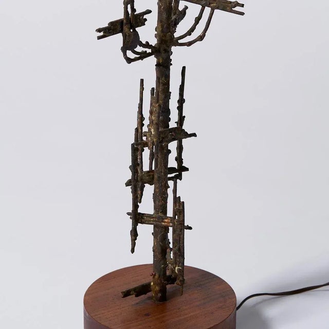 Vintage Marcello Fantoni for Raymor welded bronzed metal brutalist lamp Made in Italy circa 1950s Signed “Fantoni Italy...