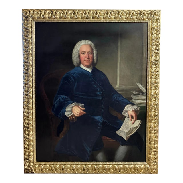 Circle of Jean Baptiste Van Loo, Large 18th Century English Portrait Painting of an Aristocrat For Sale