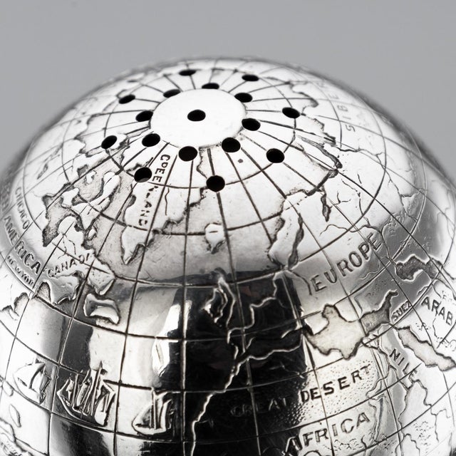 Vintage British Silver Novelty Globe Shaped Writing Sander For Sale - Image 9 of 18