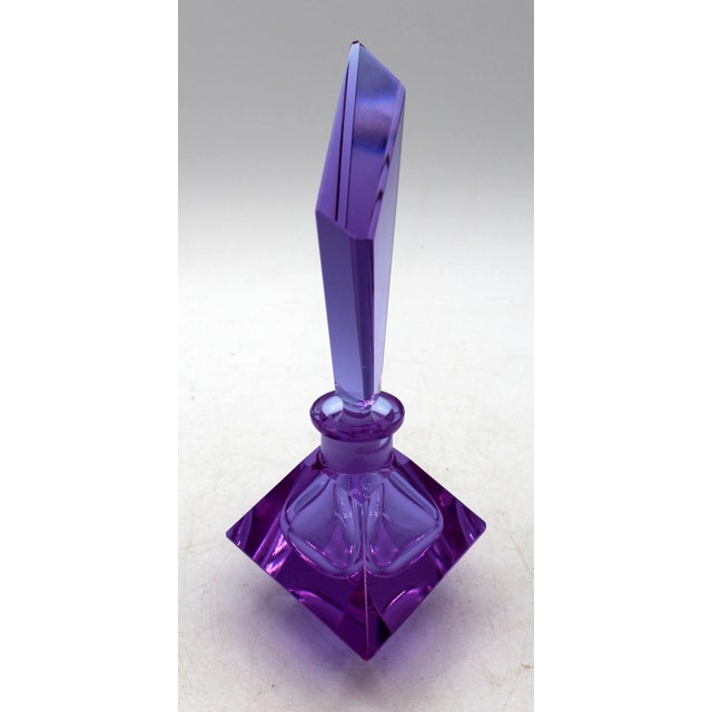 Circa 1920s Alexandrite glass perfume bottle designed by Franz Burkert, Germany. Art Deco. Made by Hessenglaswerk and...
